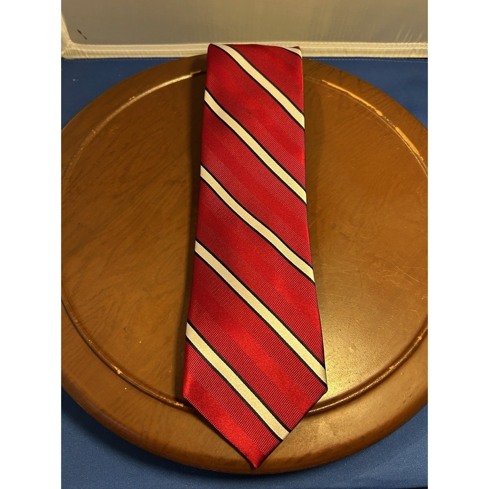 Croft &‎ Barrow Red Men's 100% Silk Power Tie Striped Necktie